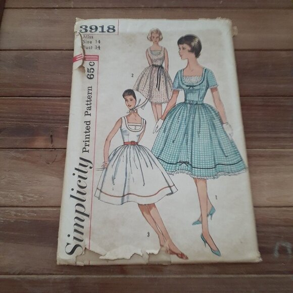 Vintage Simplicity 3918 Sewing Pattern Fit Flare Swing Circle Dress 14 -  crrs.pl